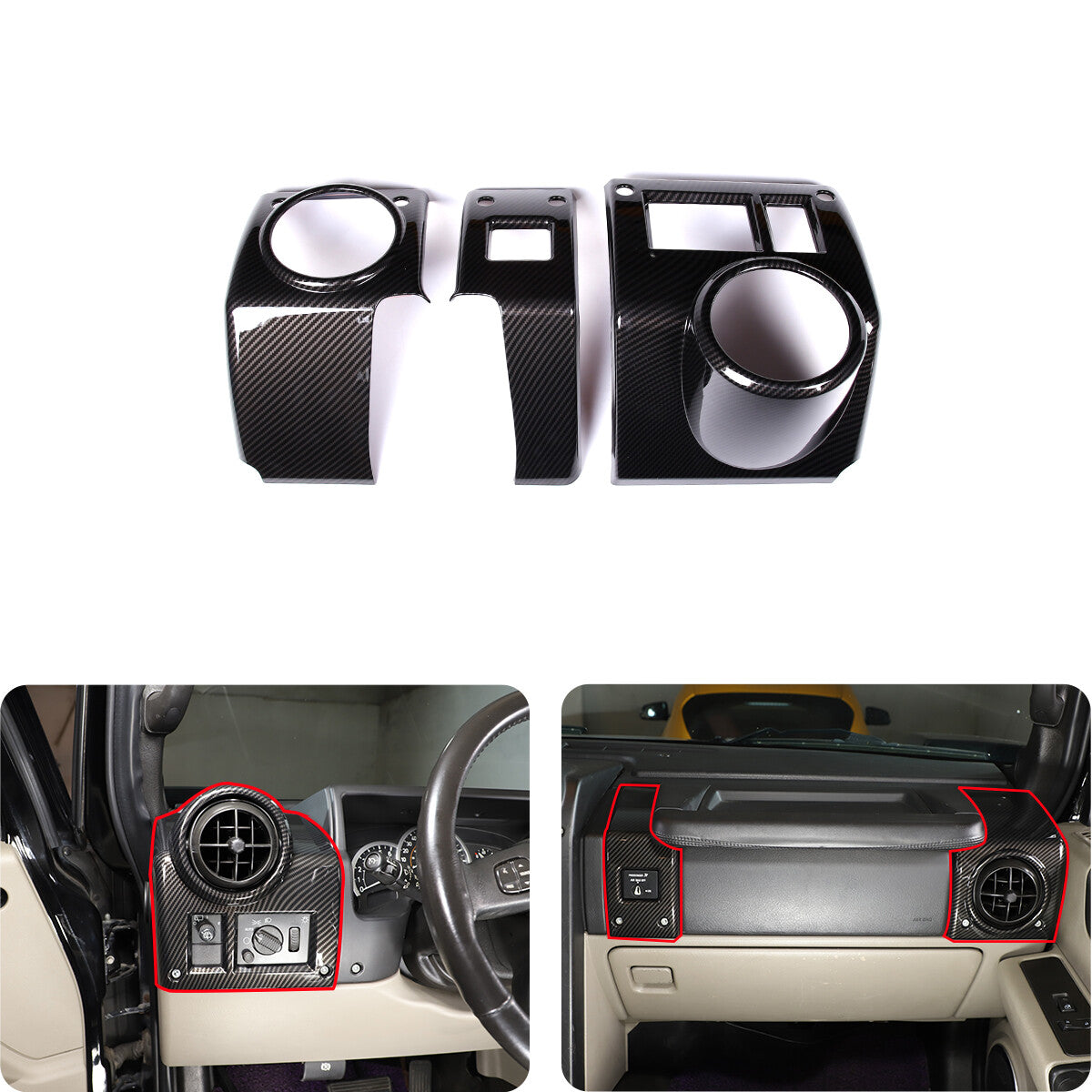ABS Carbon Fiber Interior Full Set Panel Cover Trim Kit for Hummer H2 2003-2007 14