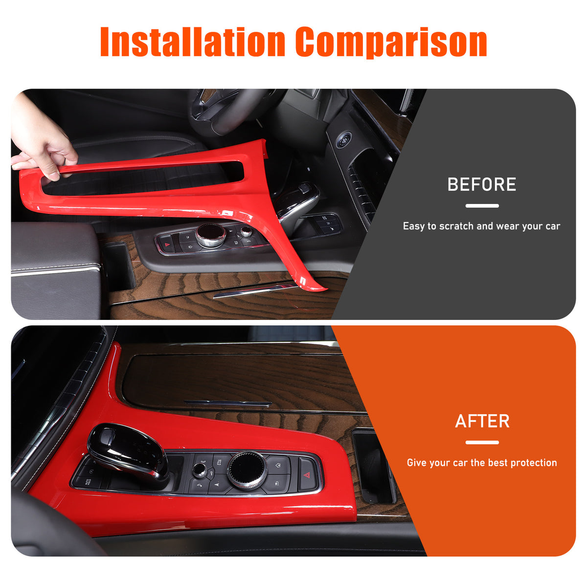 Red ABS Center Control Gear Trim Panel Trim Cover For Cadillac Escalade 21-23 US 13