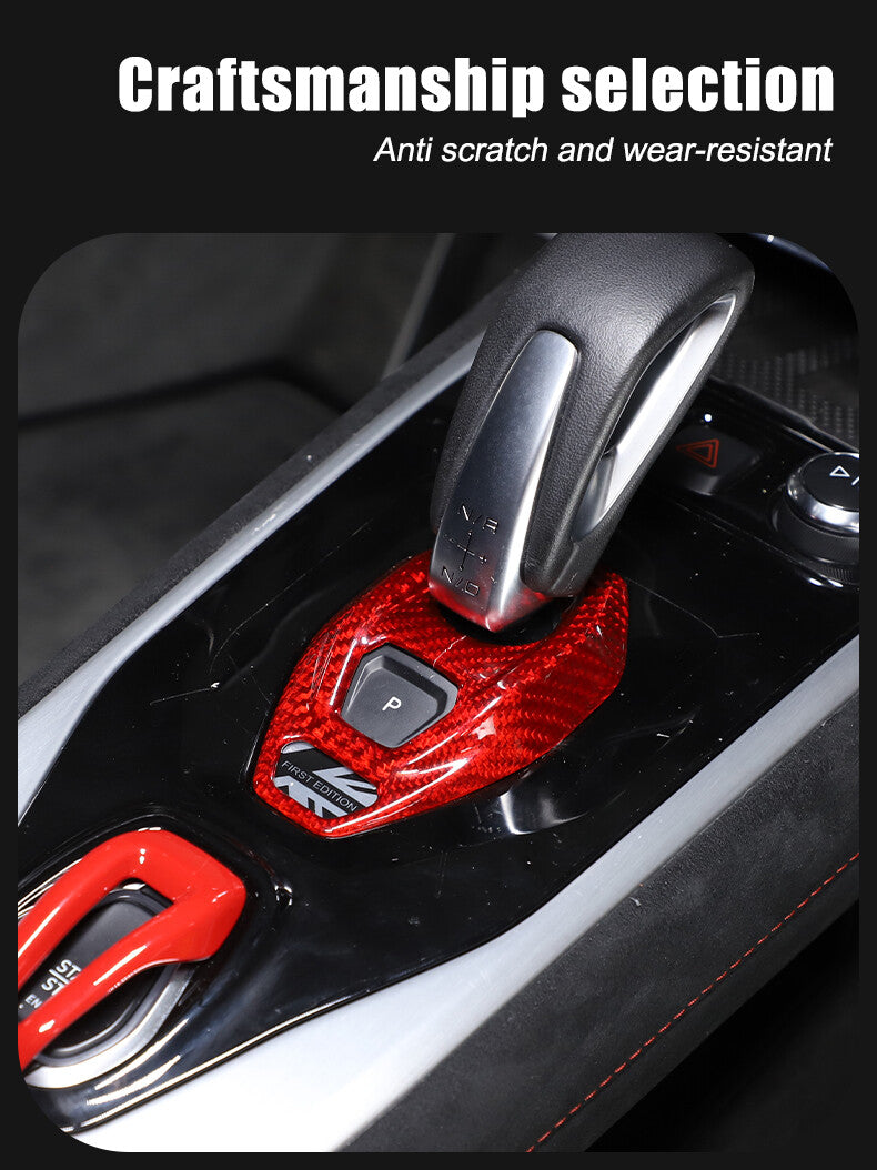 Red Real Carbon Fiber Console Gear Base Cover Trim For Lotus Emira V6 I4 2023-25 24