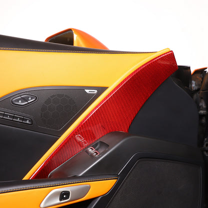 Red Carbon Fiber Interior Cab Door Panel Decoration Cover For C7 Corvette 14-19 5
