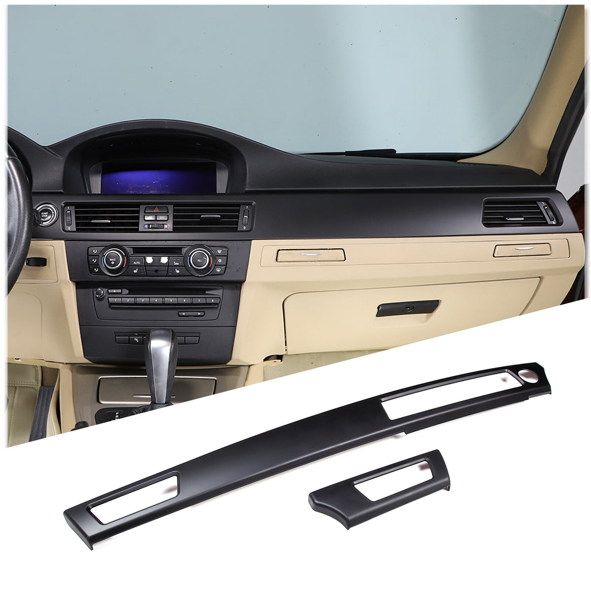 Matte Black Center Console Dashboard Panel Trim For BMW 3 Series E90 2005-12 US 18