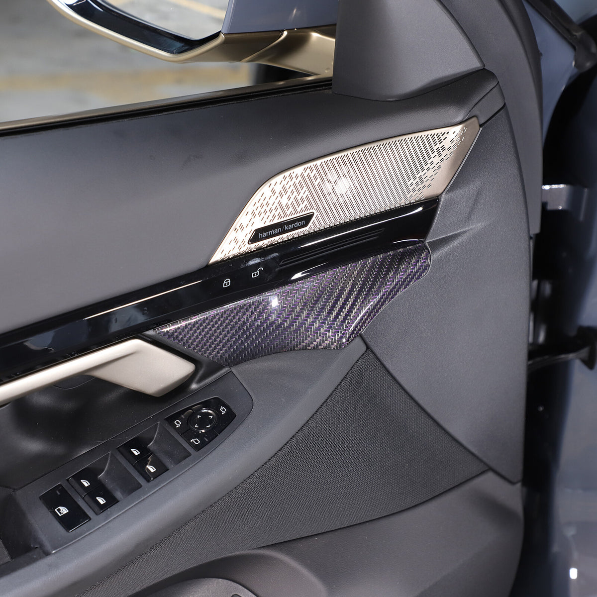 Real Carbon Fiber Interior Door Handle Panel Cover Trim For BMW 5 Series G60 24+ 1
