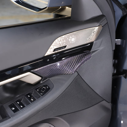 Real Carbon Fiber Interior Door Handle Panel Cover Trim For BMW 5 Series G60 24+ 1