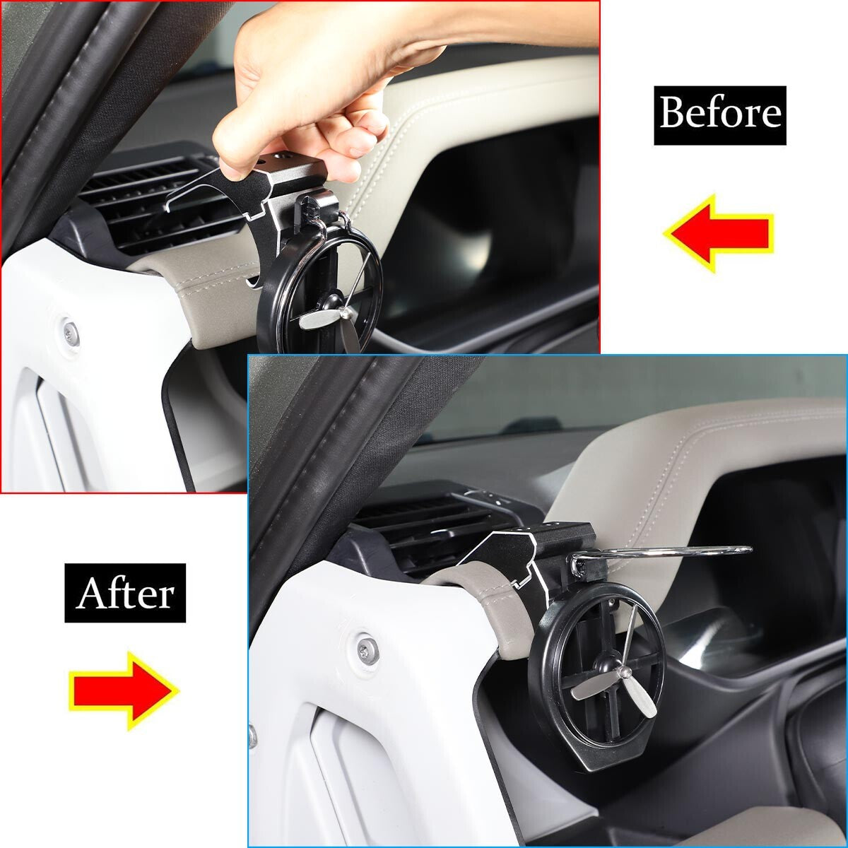 Black Mount Dashboard Alloy Cup Holders Fit For Land Rover Defender 110 20-21 3