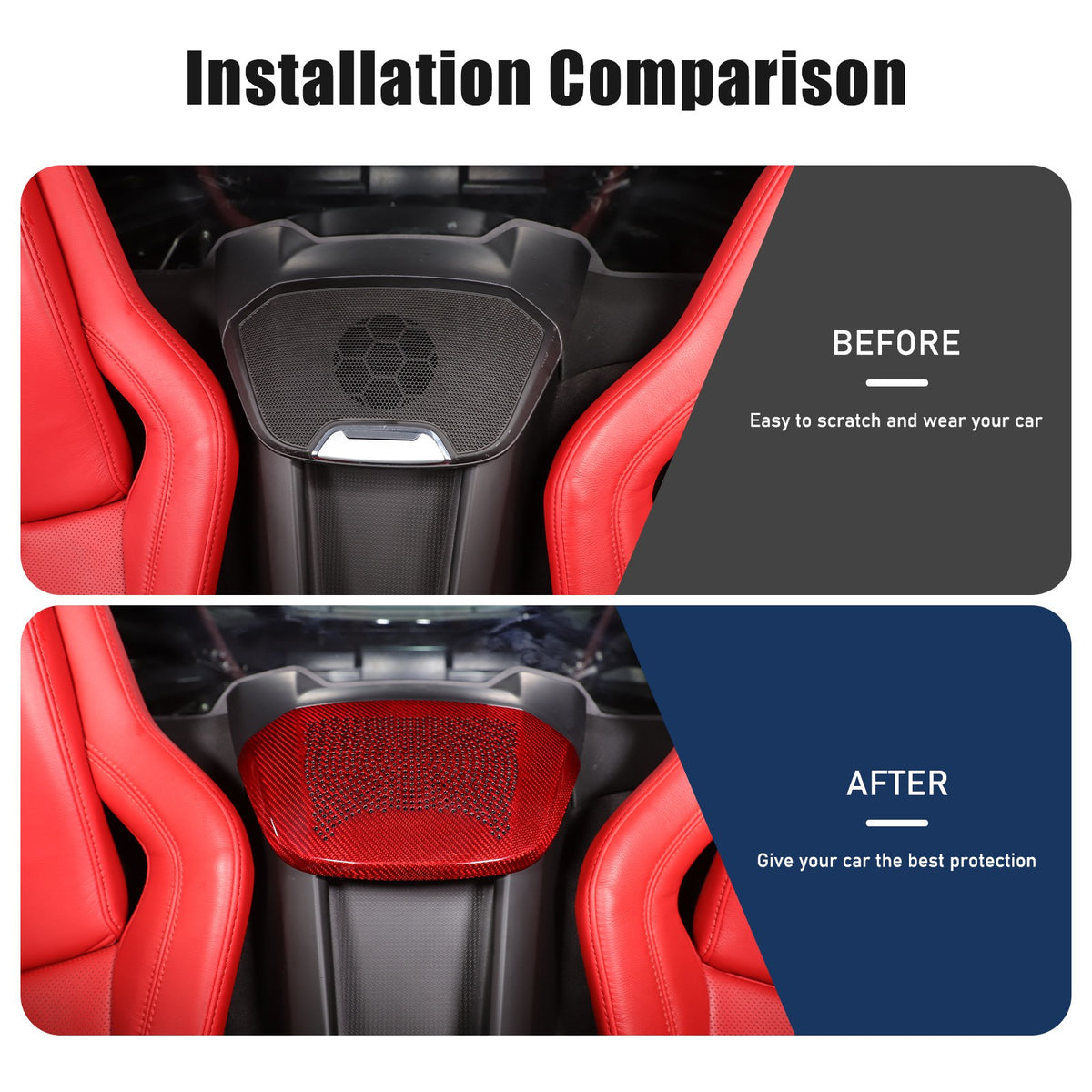 Real Carbon Fiber Rear Speaker Grill Cover For Corvette C8 2LT 3LT 2020+ 23