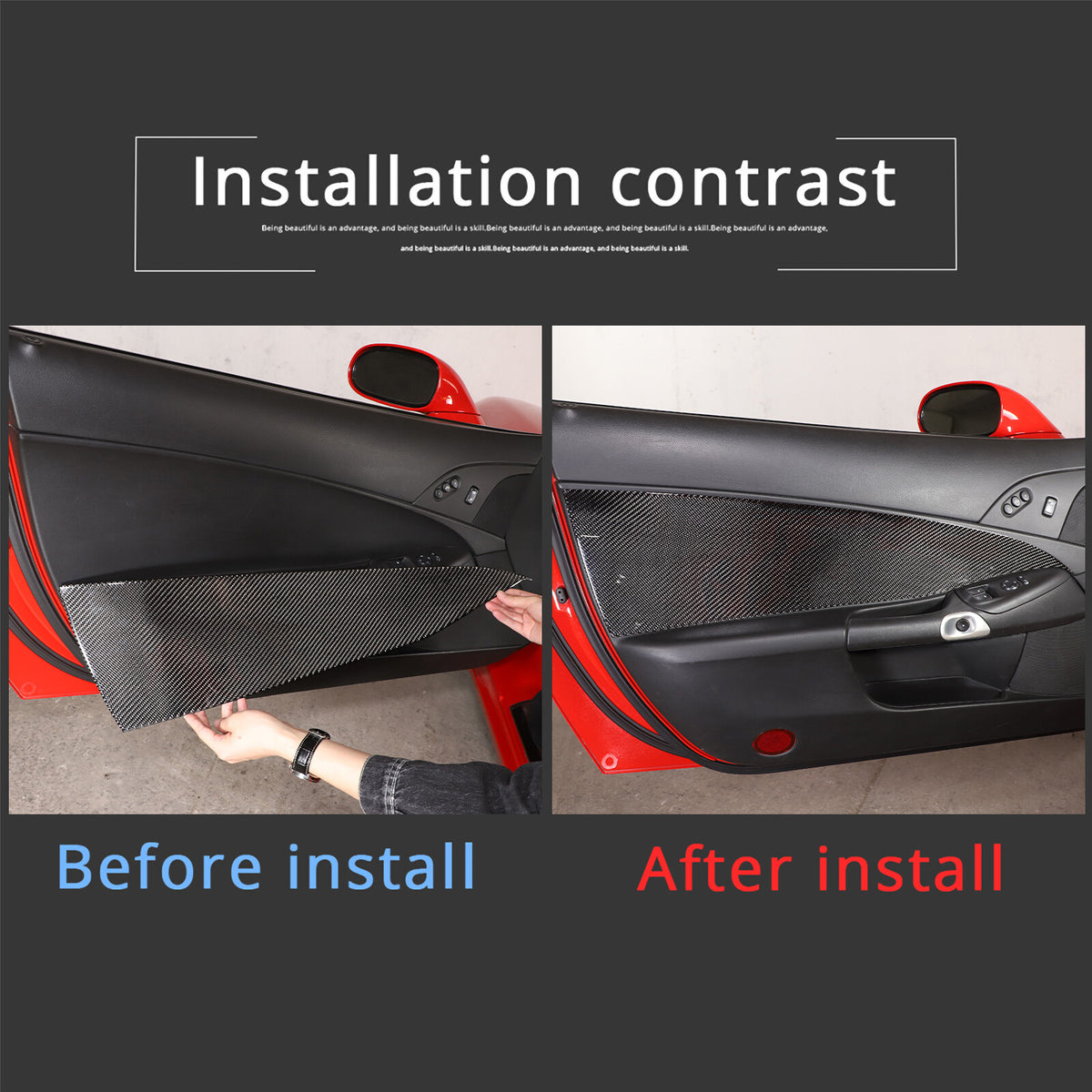 Soft Carbon Fiber Interior Anti-kick Door Panel Sticker For Corvette C6 2005-13 9