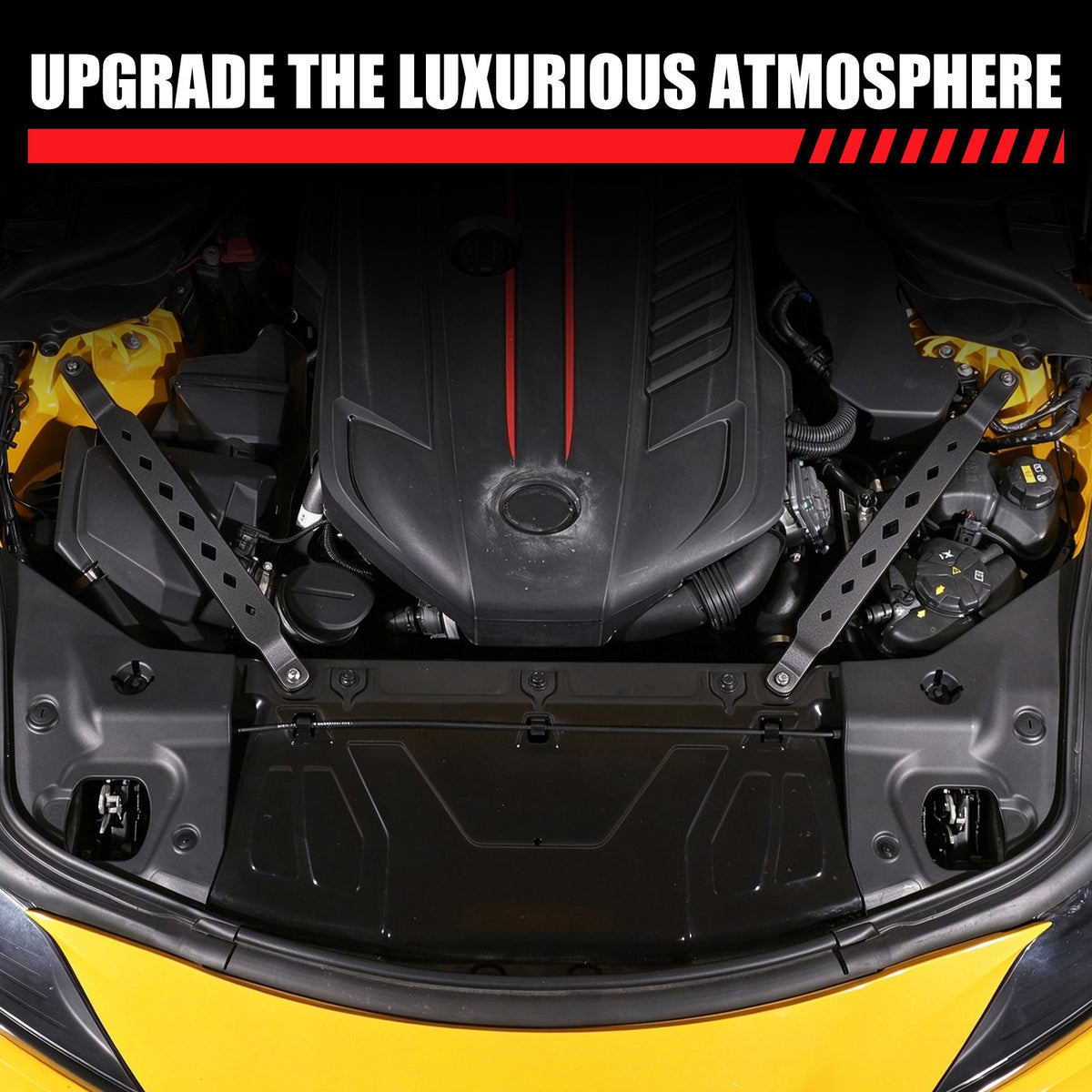 Black Aluminum Engine Bay Strut Tower Brace Trim For Toyota Supra A90 2019+ 15