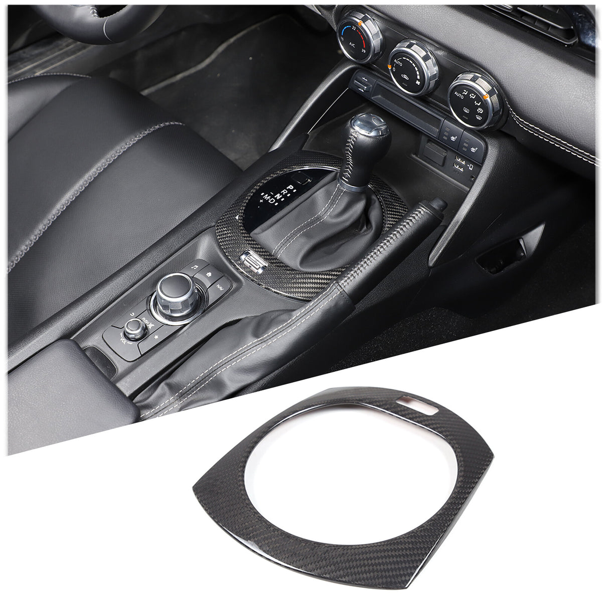 Real Carbon Fiber Center Console Gear Shift Panel trim Cover for Mazda MX-5 16+ 2
