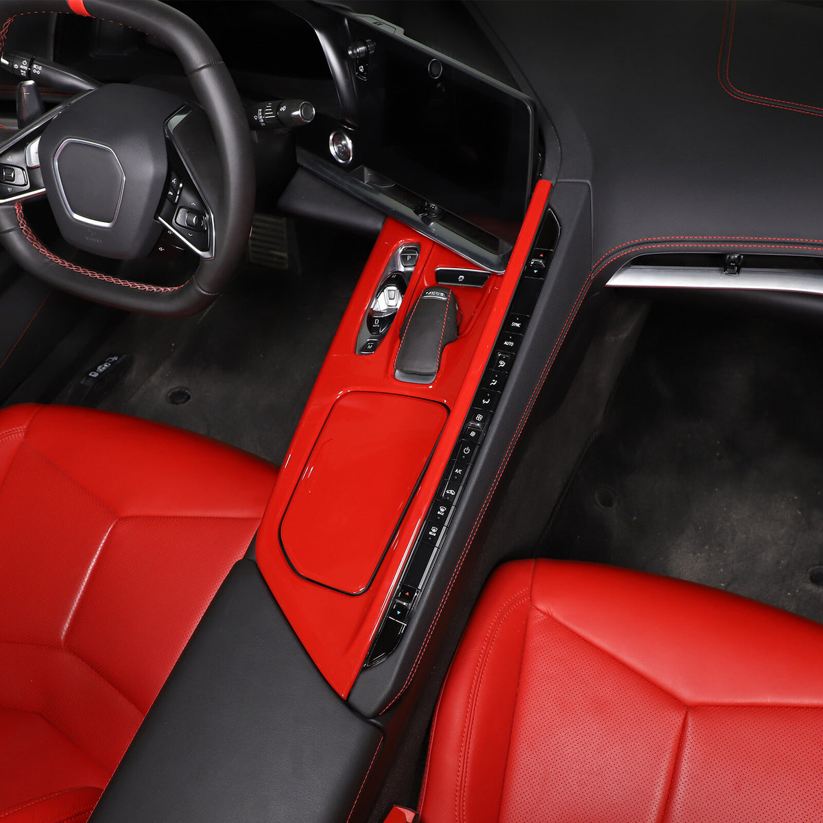 Red ABS Center Console Gear Frame Trim Cover Fit for Corvette C8 2020-2025 US 8