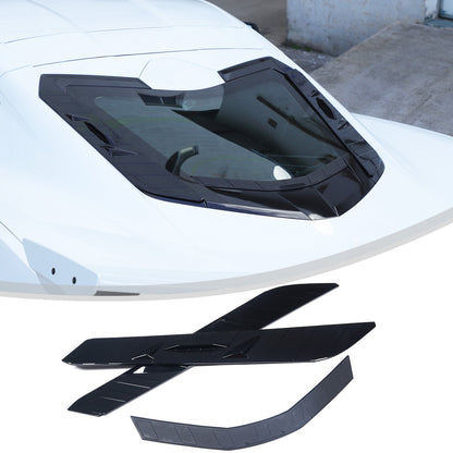 ABS Piano Black Rear Hood Wash Waterproof Trim Cover For Corvette C8 2020+ 6