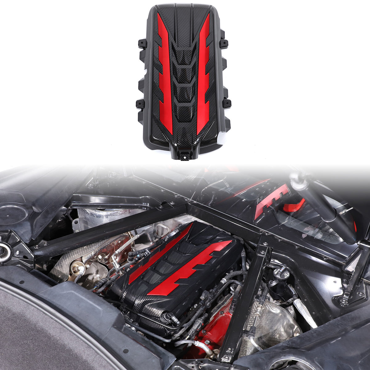 Engine Bay Panel Cover Trim in Edge Blue/Red/Black For Corvette Coupe C8 2020-26 - Styles 1-5 52