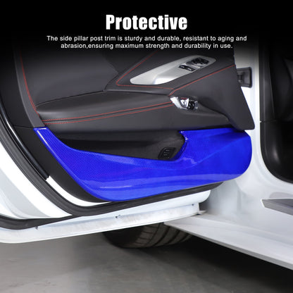 Blue Real Carbon Fiber Interior Door Anti-kick Panel Trim For Corvette C8 US 7