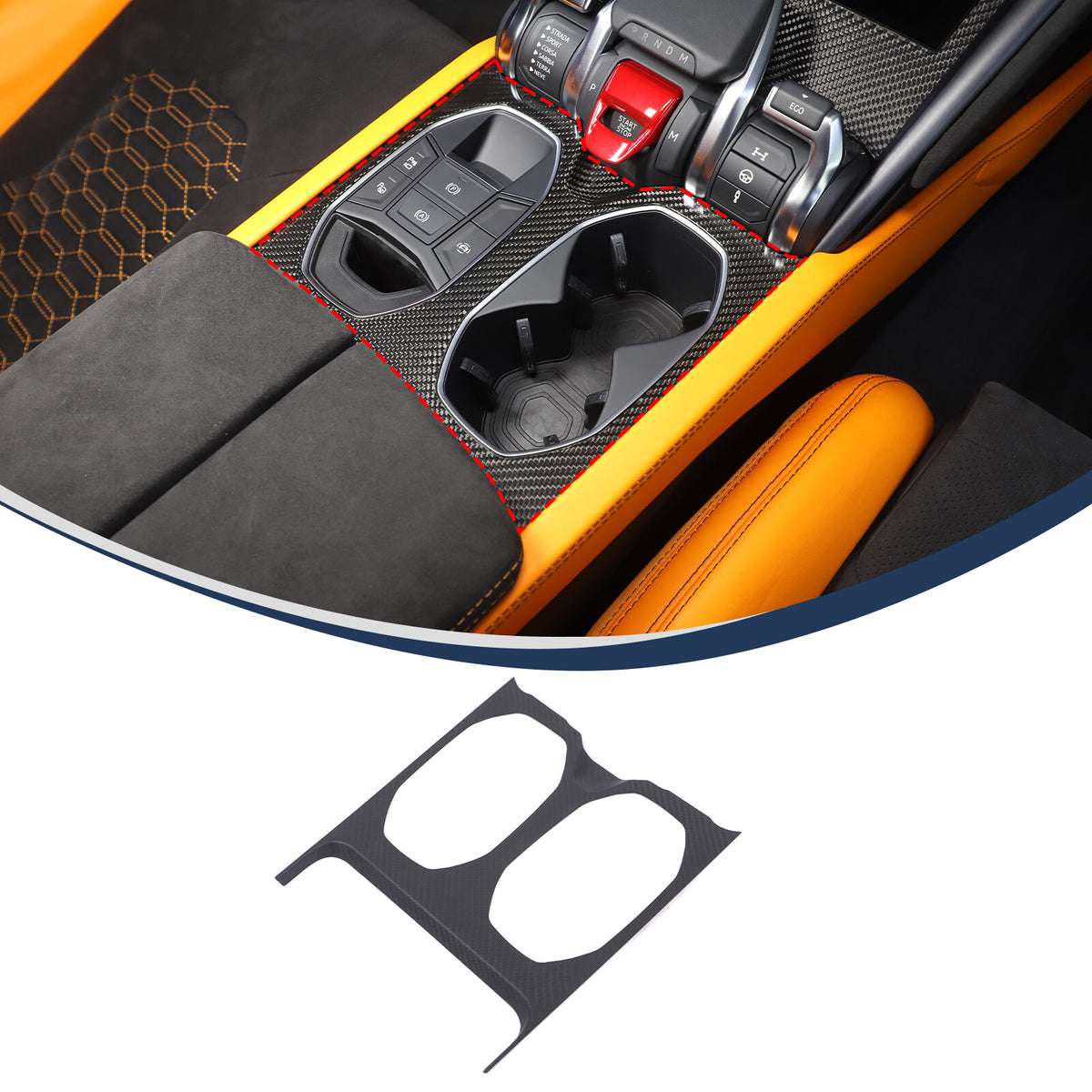 Matte Real Carbon Fiber Center Gear Cup Panel Trim For Lamborghini URUS 18-23 2