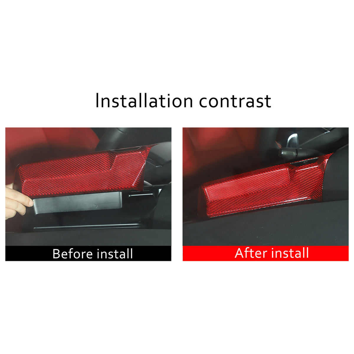 Red Real Carbon Fiber Center Console Screen Back Trim For Corvette C8 20-25 5