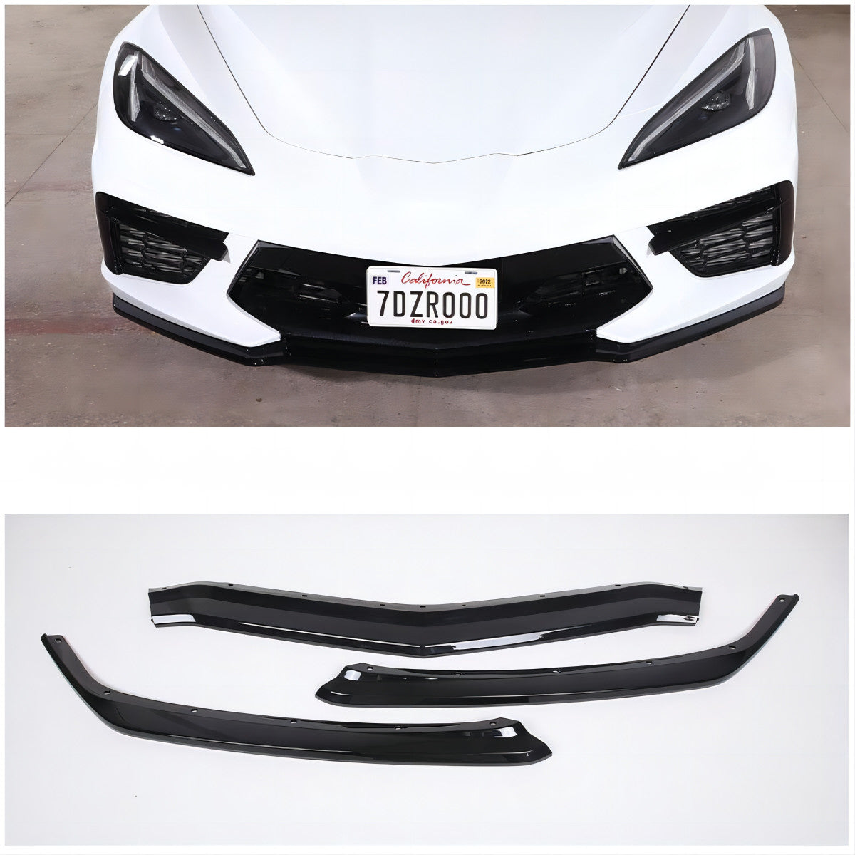 Replacement Glossy Black Front Bumper Lip Spoiler For Corvette C8 2020-2025 US 14