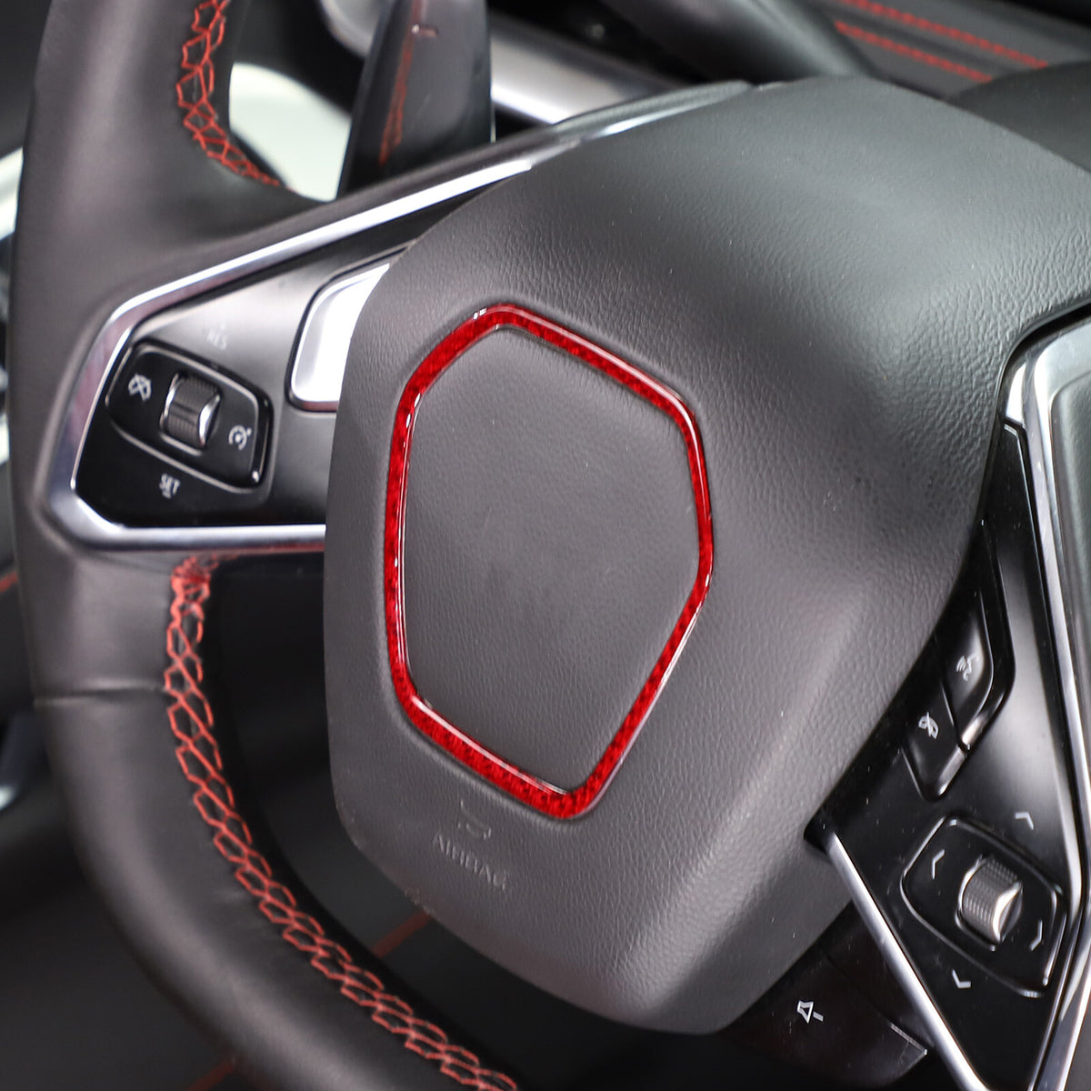 Red Real Carbon Fiber Interior Trim for Corvette C8 20-25 216
