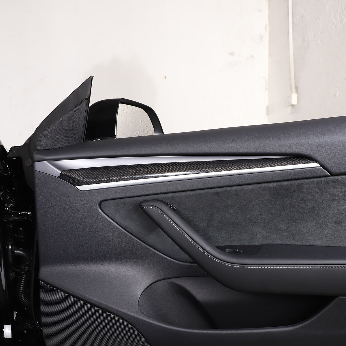 Real Carbon fiber inner door Armrest panel Trim Cover For Tesla Model 3 Y 21-22 7