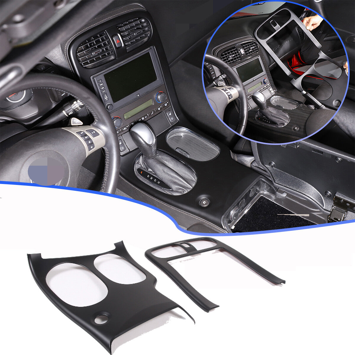 Matte Black Center Console Car Gear Shift Panel Cover Trim For 05-13 Corvette C6 1