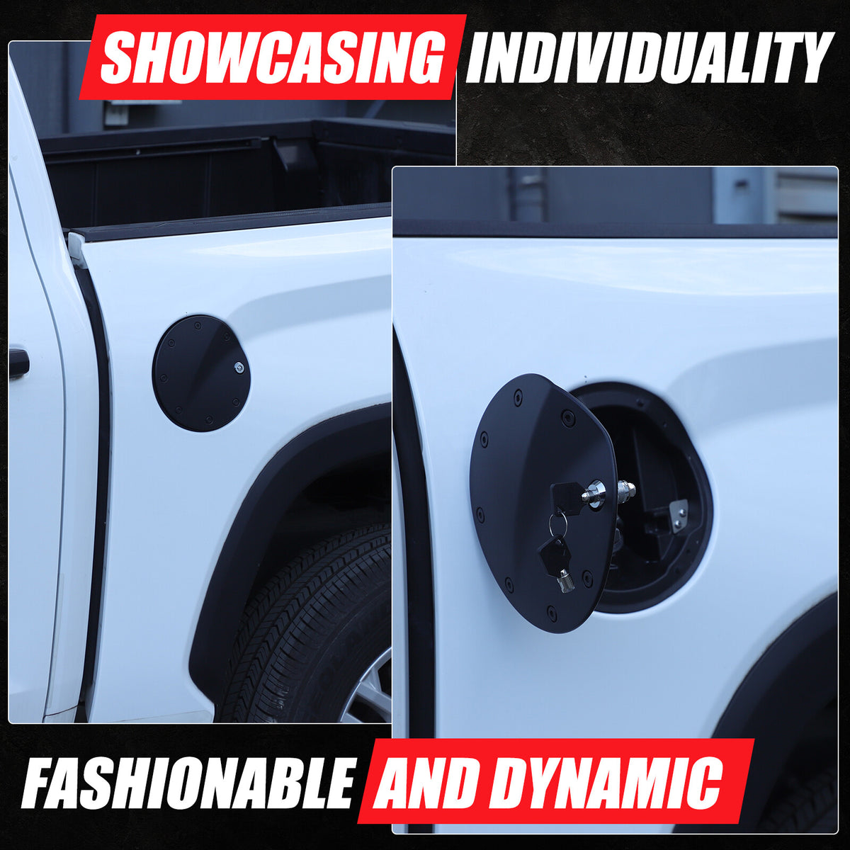 Black Door Fuel Tank Cover W/ Lock Gas Cap Tank Trim For Toyota Tundra 2022-2026 3