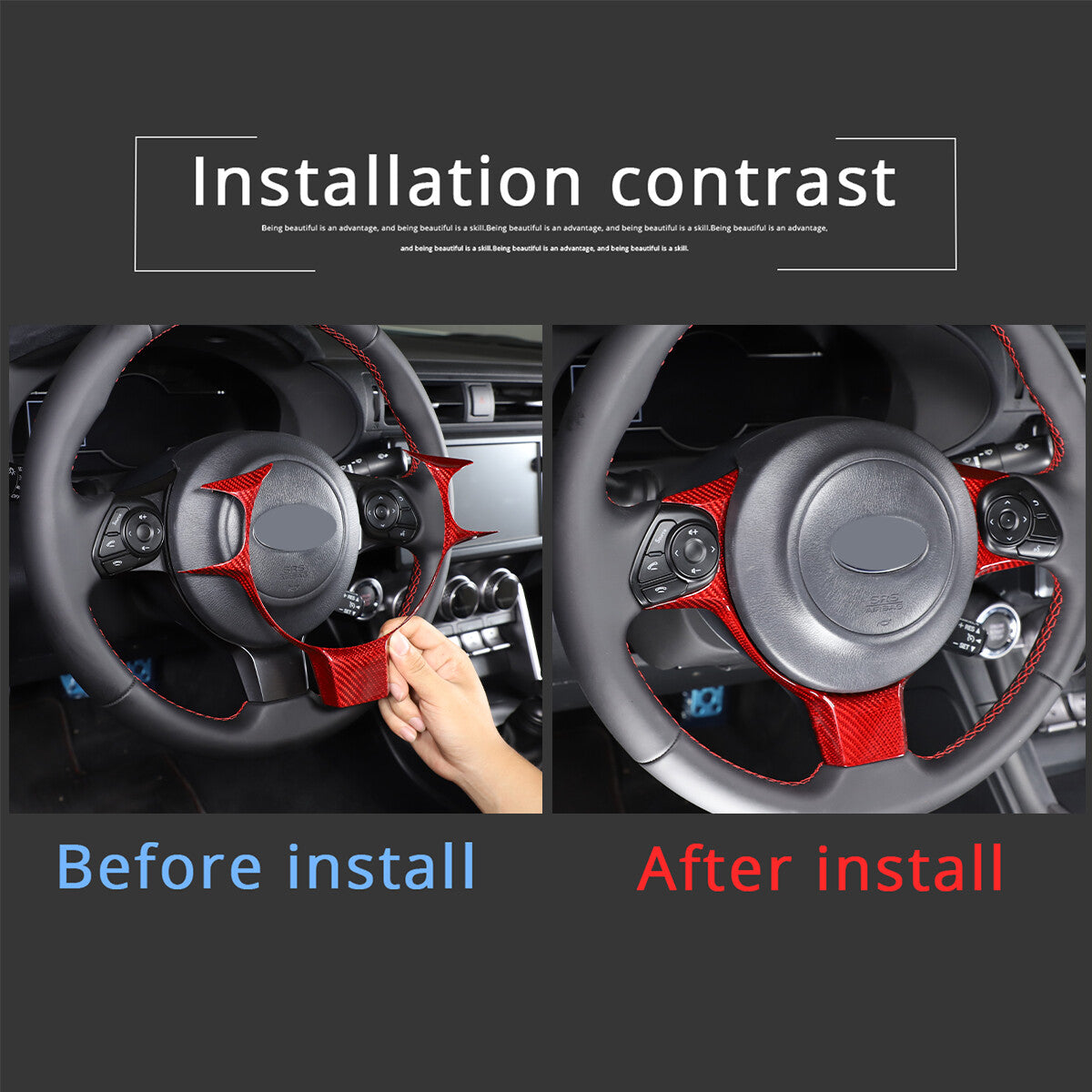 Red Real Carbon Fiber Interior Center Console Trim Set Kit For Subaru BRZ 22+ 161