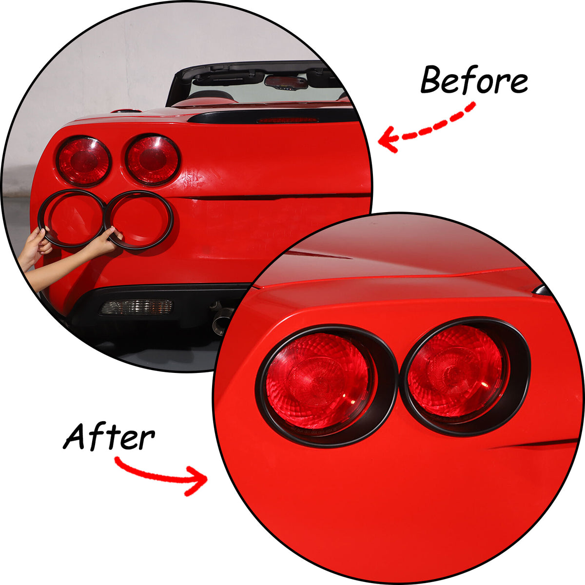 Matte Black Tail Light Lamp Cover Trim Ring Overlay For Corvette C6 2005-2013 4
