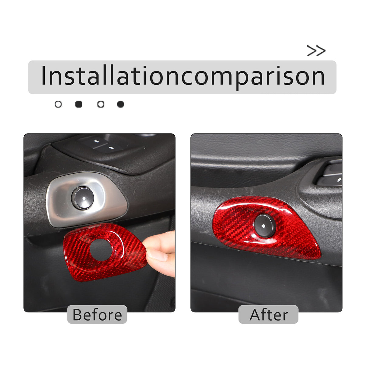 Red Carbon Fiber Interior Door Switch Button Trim Cover For Corvette C6 2005-13 4