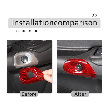 Red Carbon Fiber Interior Door Switch Button Trim Cover For Corvette C6 2005-13 4