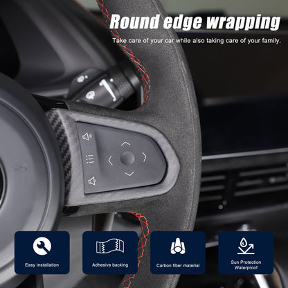 Matte Real Carbon Fiber Steering Wheel Button Cover Trim For Lotus EMIRA 21-25 16