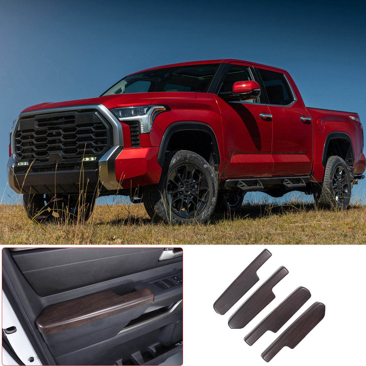 Oak Grain Door Elbow Armrest Trim Cover For Toyota Tundra Sequoia 2022-24 US 8