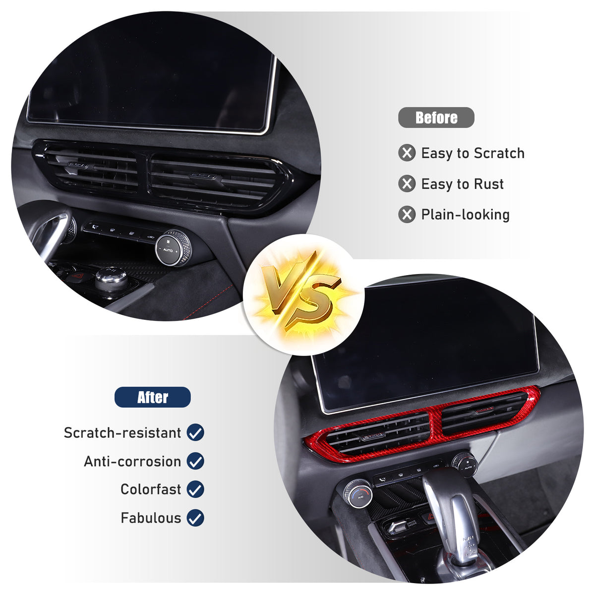 Red Real Carbon Fiber Center Console Air Vent Panel Trim For Lotus EMIRA 2021-25 18