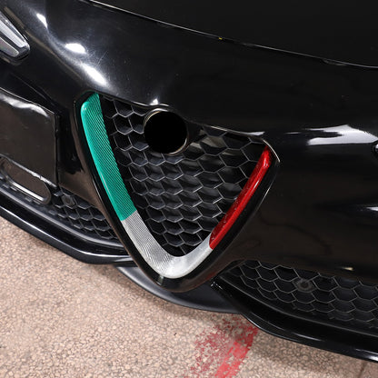 Tricolor Real Carbon Fiber Grille V-Shaped Trim For Alfa Romeo Giulia 2017+ US 12
