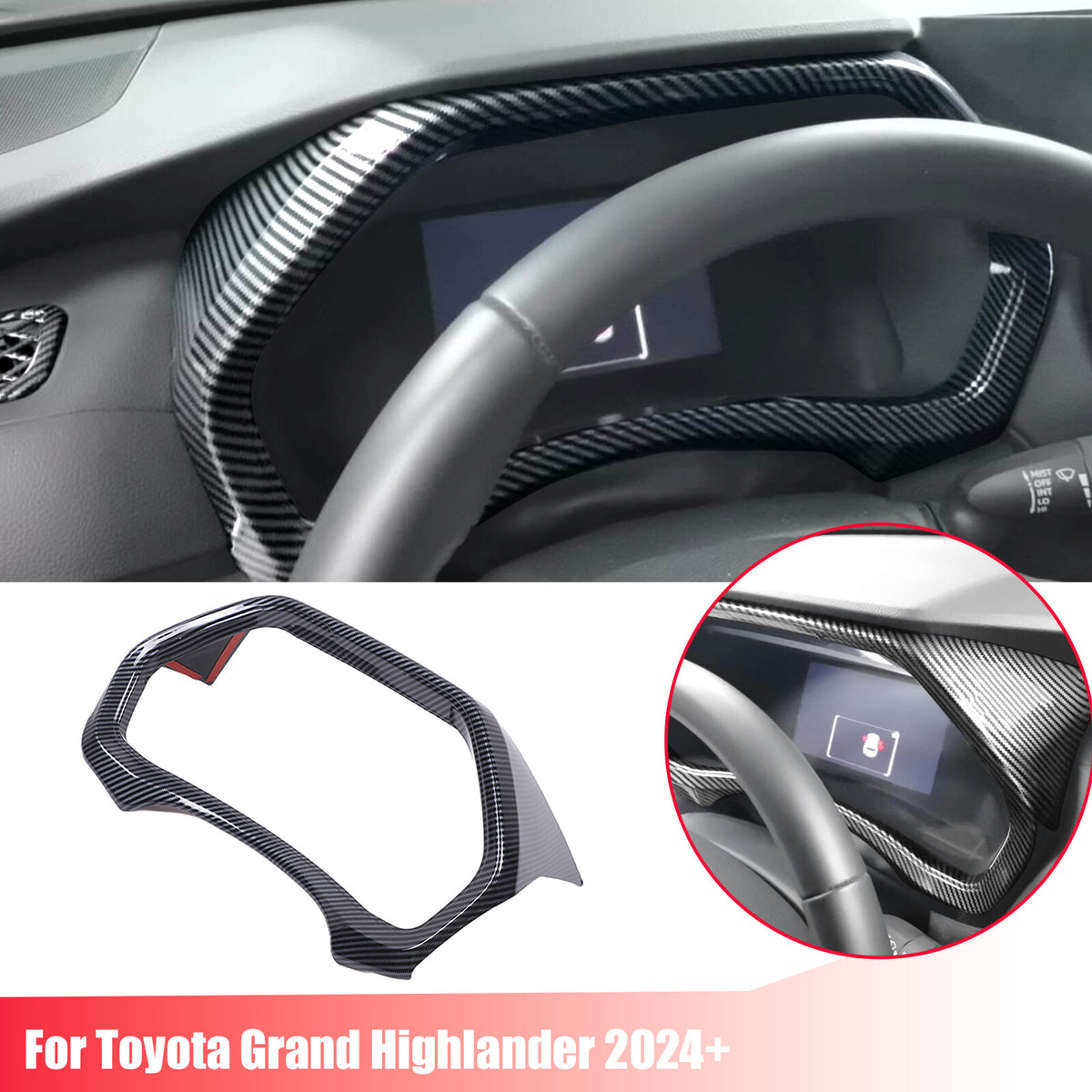 Carbon Fiber ABS Dashboard Instrument Trim For Toyota Grand Highlander 2024+ US 1