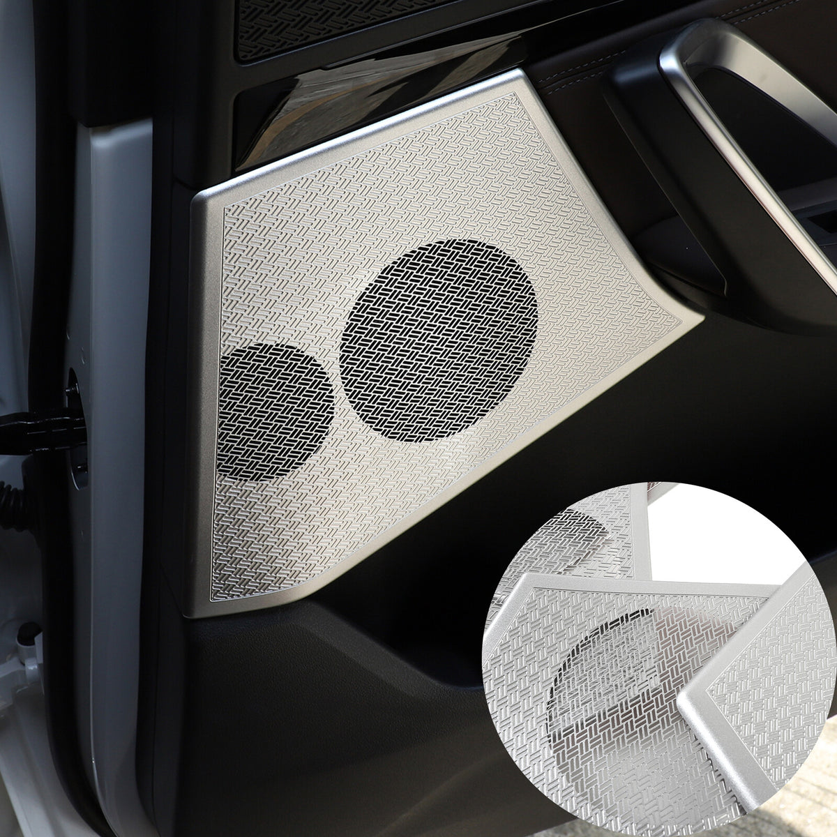 Silver Steel Front& Rear Door & Audio Speaker Tweeter Mesh Cover For BMW X1 23+ 2