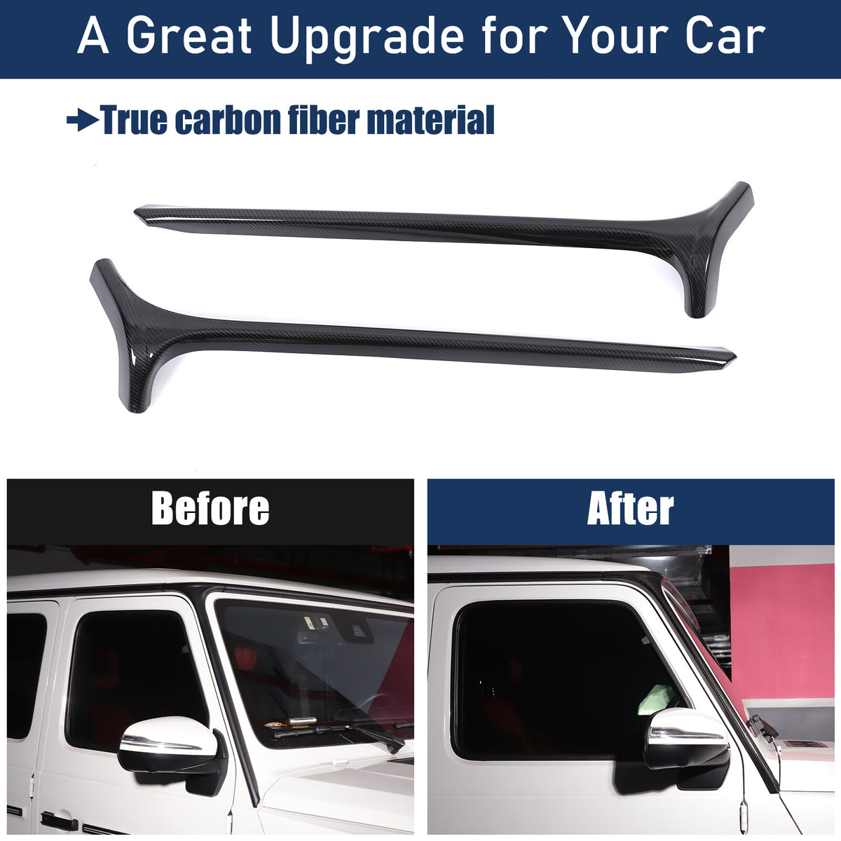 Real Carbon Fiber Window Triangle A-Pillar Cover For Benz W463 G550 G63 19-23 7