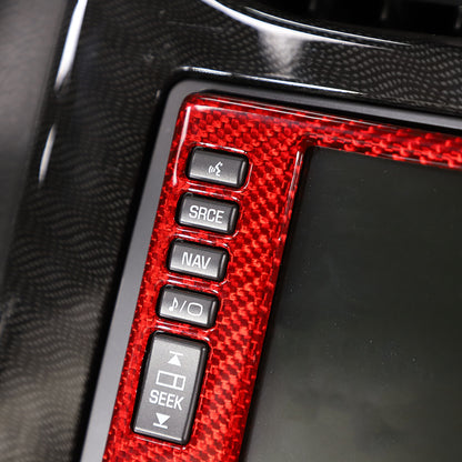 Red Real Carbon Fiber Center Navigation Screen Trim Cover For Corvette C6 05-13 17