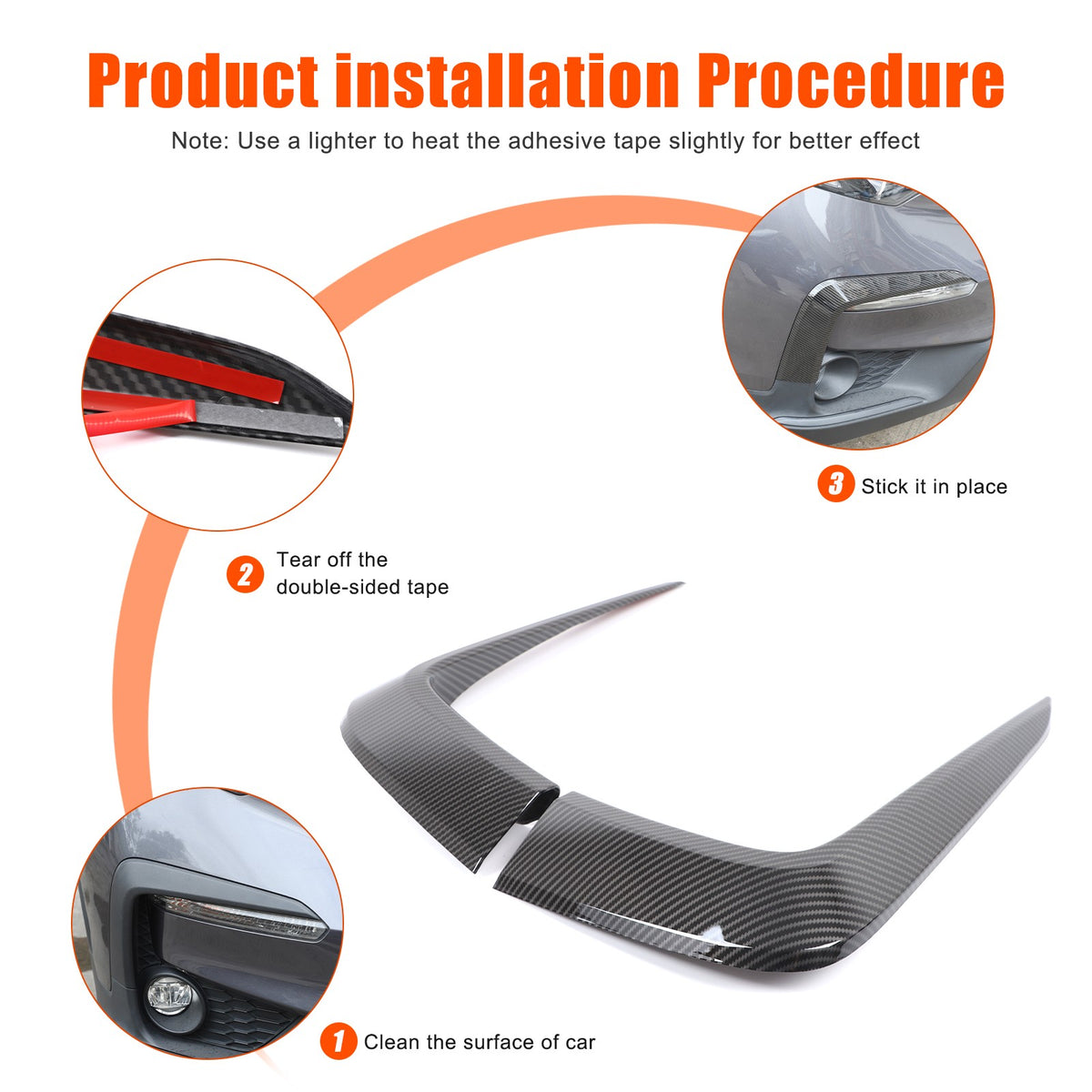 Carbon Fiber ABS Front Bumper Side Air Intake Trim For Honda Pilot 2015-2022 3
