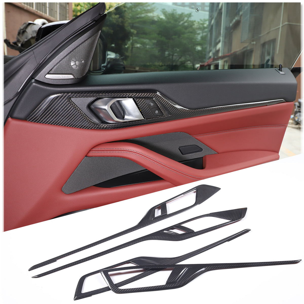 Real Carbon Fiber Interior Door Panel Trim For BMW 4 Series G26 430i 440i 22-24 1