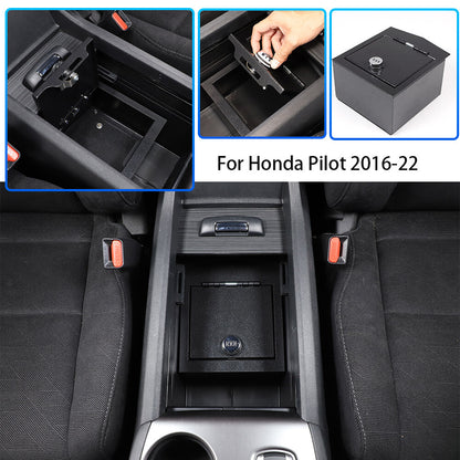 Center Console Safe Storage Box with Keys & Tray for Honda Pilot 2015-22 US 1
