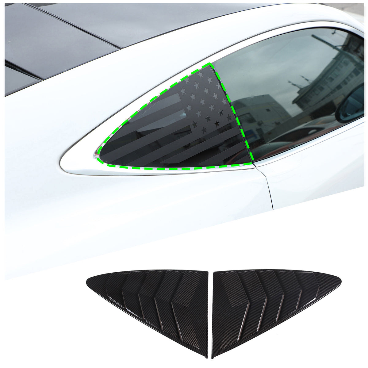 ABS Carbon Fiber Rear Side Window Louver Cover For Jaguar F-TYPE Coupe 13-24 15