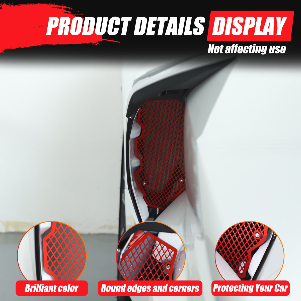 Red Steel Side Intake Mesh Grille Insert Guard For Corvette C8 2020-2026 9