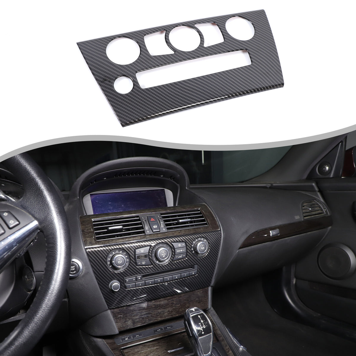 ABS Carbon Center Air Conditioning Cover Trim For BMW 6 Series E63 E64 2004-2009 2