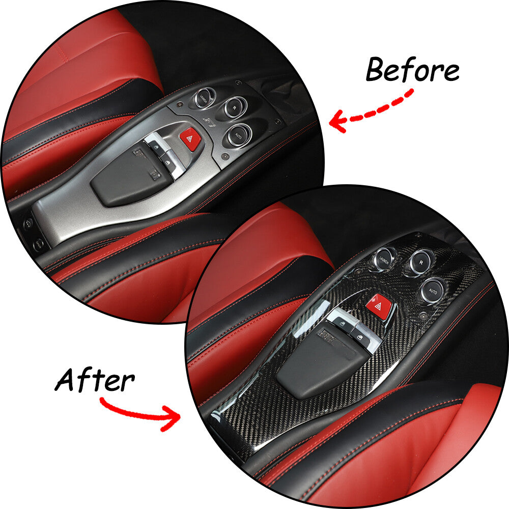 For 11-16 Ferrari 458 Real Carbon Fiber Center Console Gearbox Panel Trim Set 4