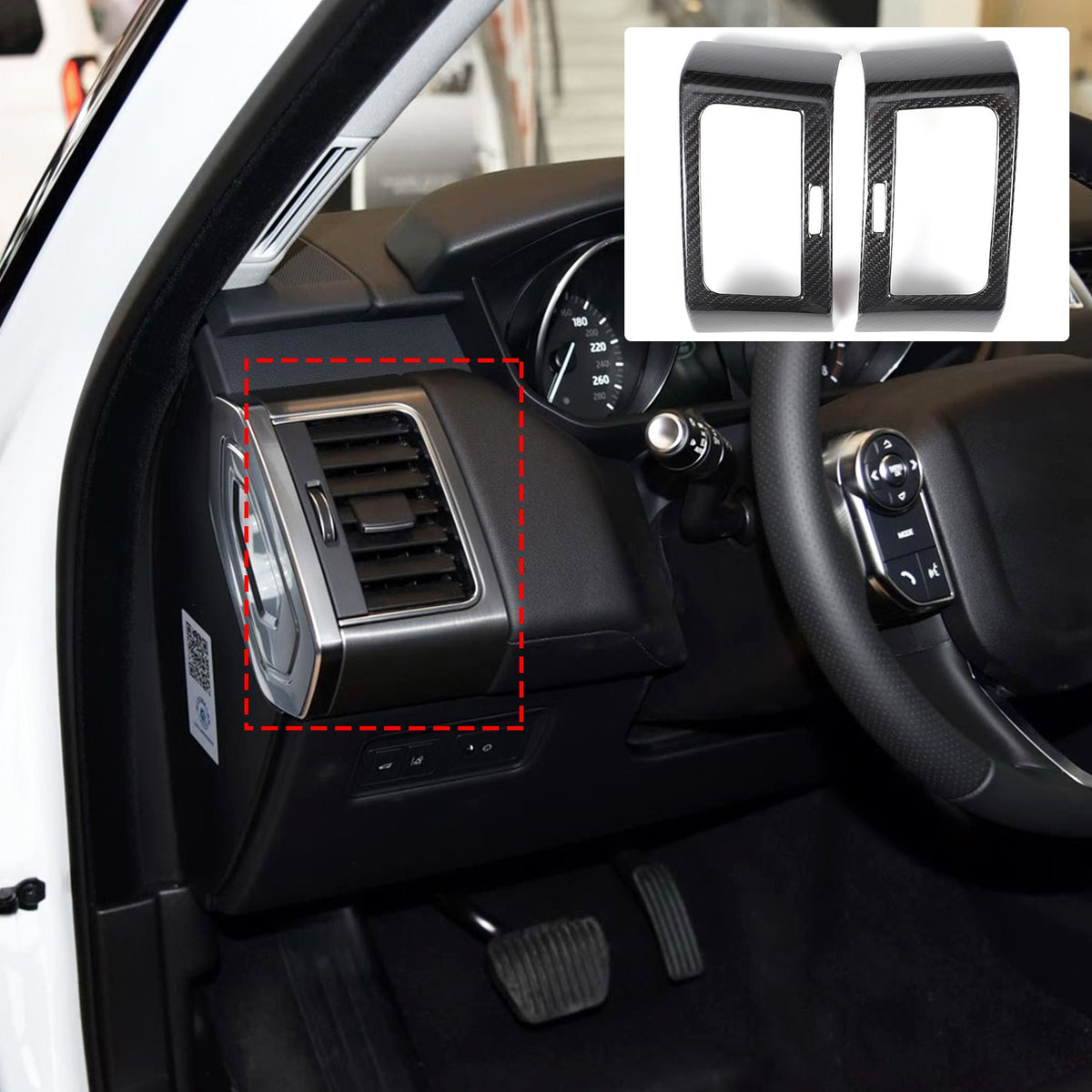 Real Carbon Fiber Center Side Air Vent Trim For LR Range Rover Sport L494 14-17 3