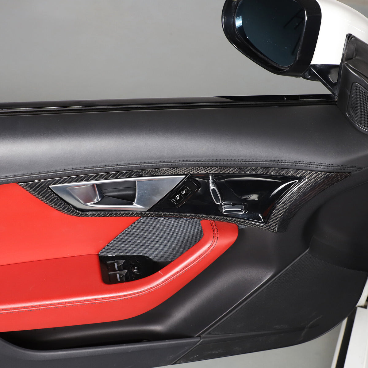 Real Carbon Fiber Inner Door Handle Frame Cover Trim For Jaguar F-TYPE 2013-2024 1