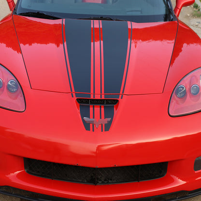 6PCS Hood Blackout Vinyl Decal Sticker Exterior For Corvette C6 2005-2013 US 2