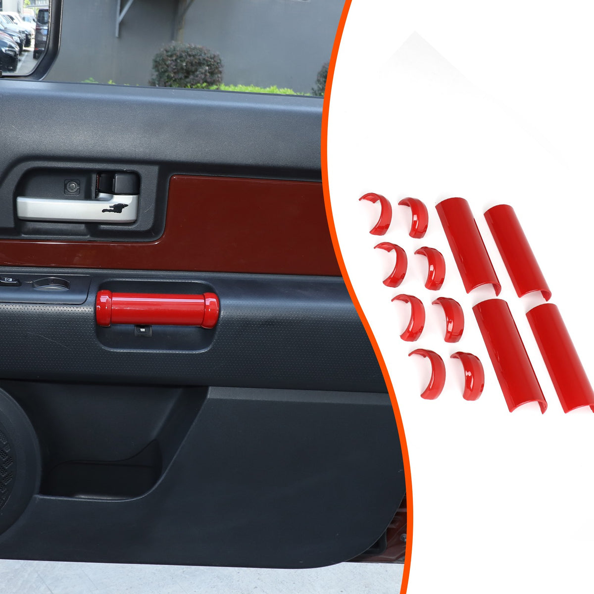Sport Red Interior Door Panel Handle Trim Cover For Toyota FJ Cruiser 07-21 US 11