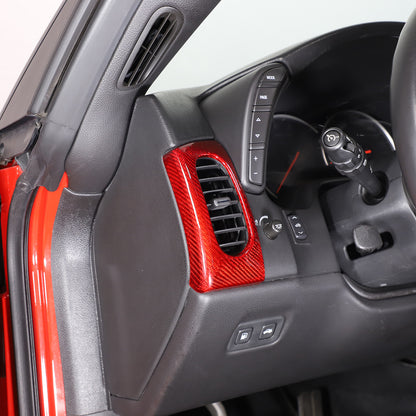 Red Real Carbon Fiber Interior Dashboard Side Air Vent Trim For Corvette C6 6