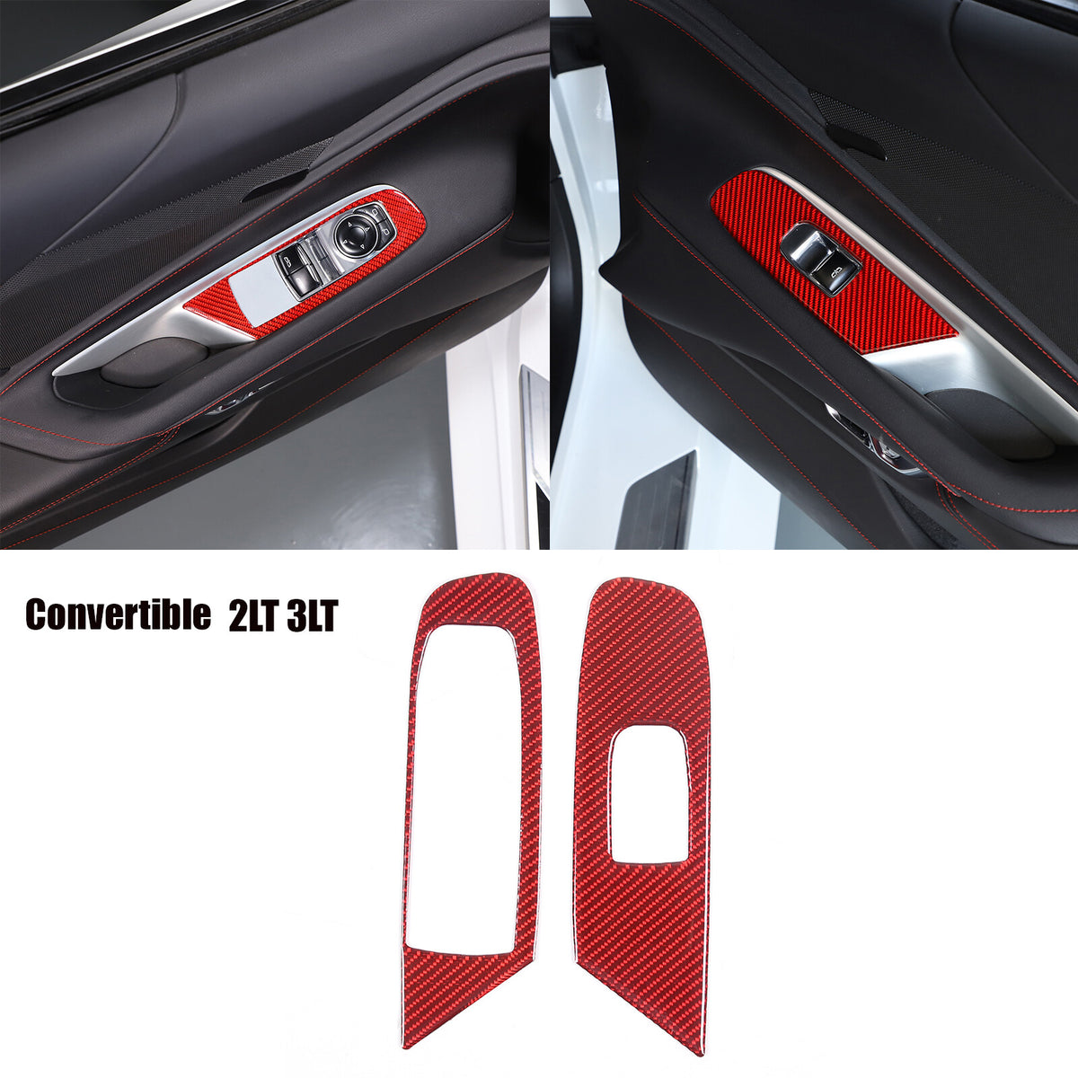 Red Soft Carbon Fiber Interior Decor Trim Kit Cover Set For Corvette C8 20-25 16