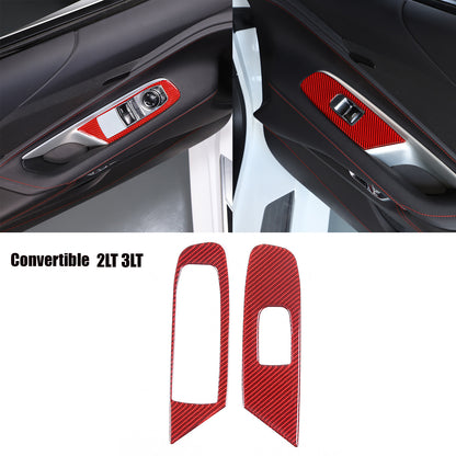 Red Soft Carbon Fiber Interior Decor Trim Kit Cover Set For Corvette C8 20-25 16