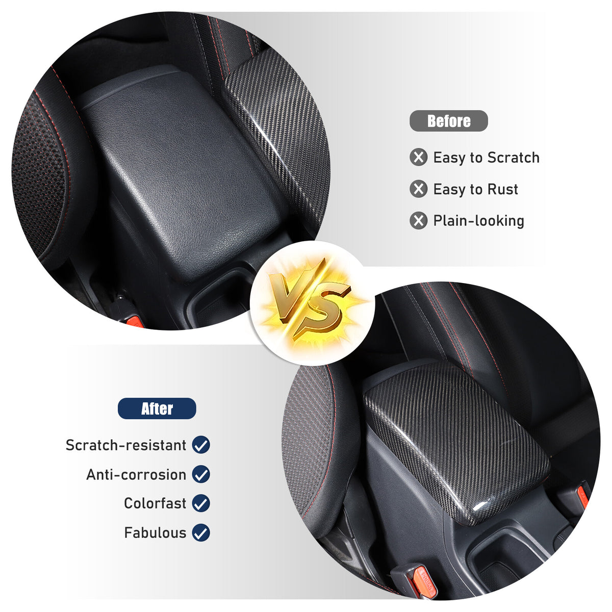 Real Carbon Fiber Center Armrest Storage Box Cover Trim For Subaru WRX VB 22-24 16